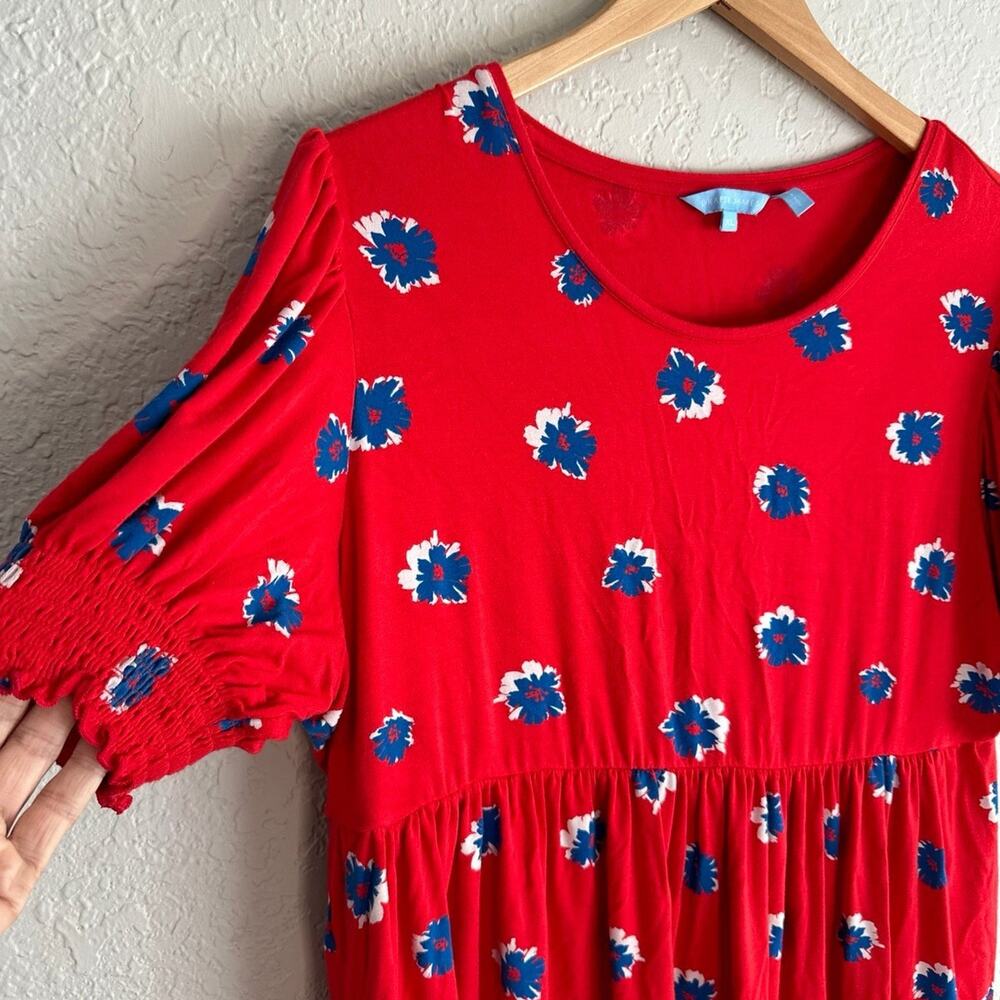 Draper James Red Blue Floral Mini Babydoll Dress Patriotic Summer Flaw Size XL - Picture 3 of 9